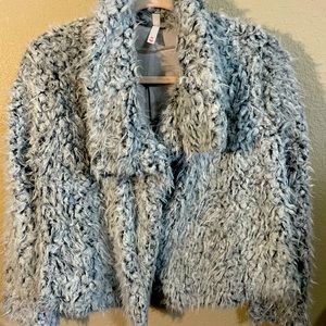 Soft furry faux fur jacket. Sz small grey